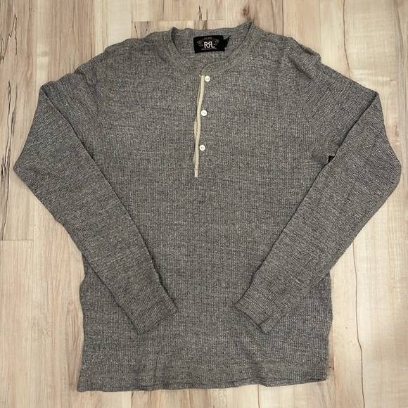 Ralph Lauren Double RL Gray Long Sleeve Henley - Picture 1 of 3